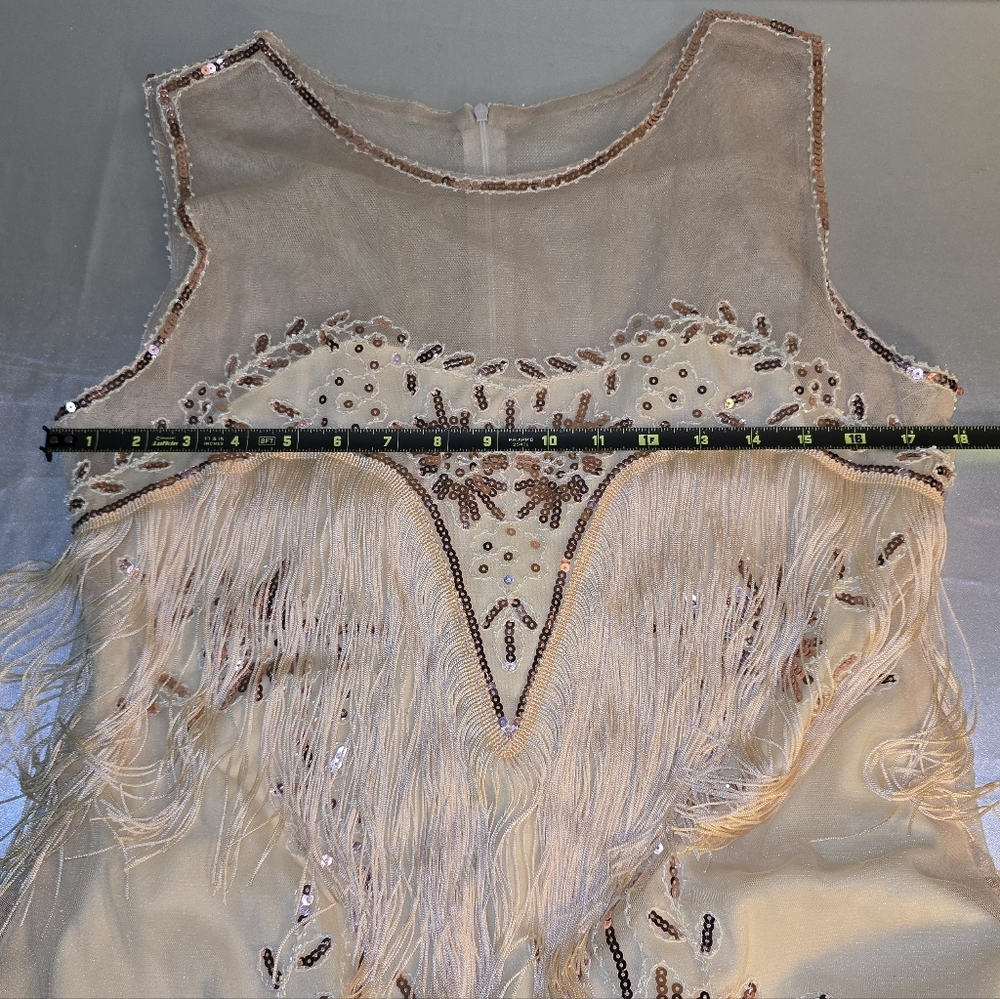 Fringe Dress with Floral Embroidery And Scarf Sweetv XL Party Costume Feastive - Picture 7 of 8